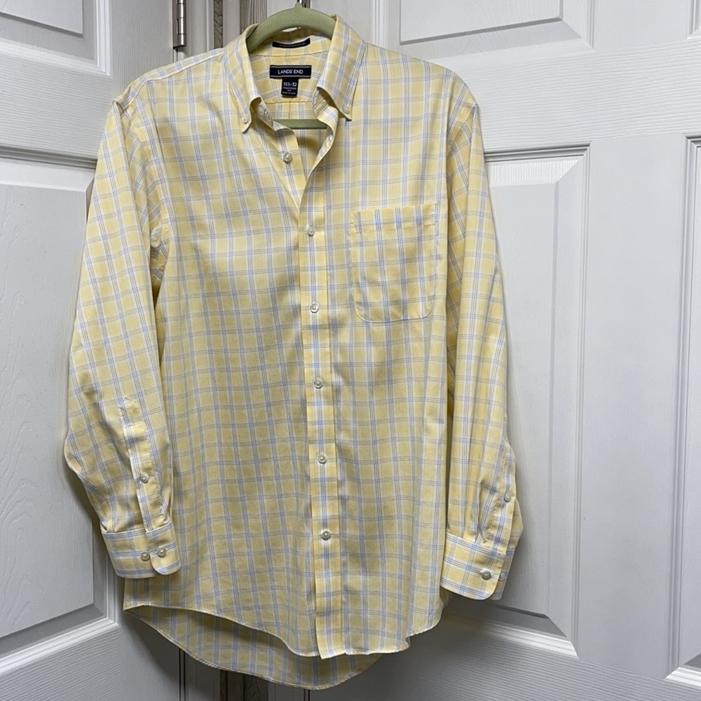 Land’s End No Iron Plaid Dress Shirt 15 1/2